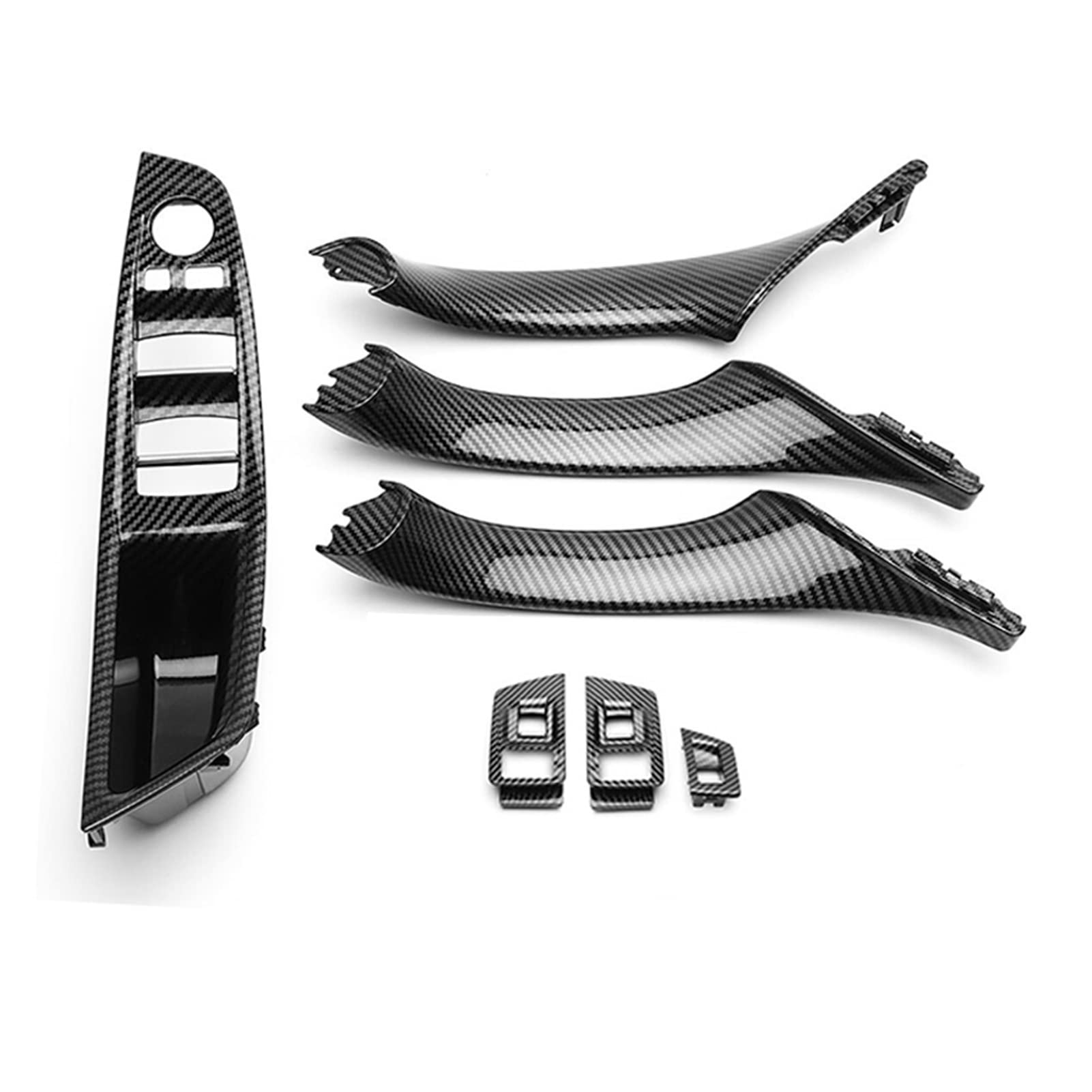 AFAKEREPPV 7 stücke Innenfenster Lift Schalttafel Türgriff Trimm Kohlefaser Abs Auto Styling fit for BMW F10 F11 F18 5 Serie 2010-2017. Autotürgriffe(7Pcs Deluxe) von AFAKEREPPV