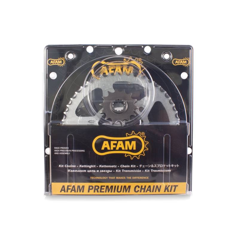 Afam Kettensatz Stahl Kit für DAELIM VT 125 1999 - 2003 kettenkit von AFAM