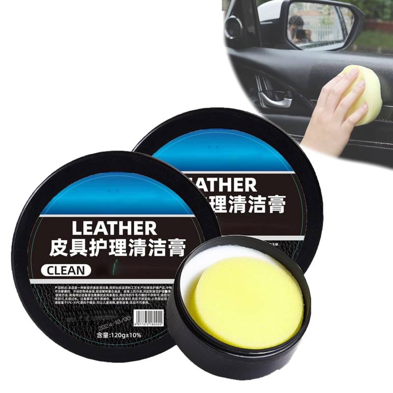 Reinigungs- und Pflegecreme & Reinigungspaste für Lederpflege, Automobilinnenraum Lederreinigungscreme, Auto Leder Conditioner Ölpaste, Lederpflege Reinigungspaste, Lederreparaturset für Auto (2) von AFGQIANG