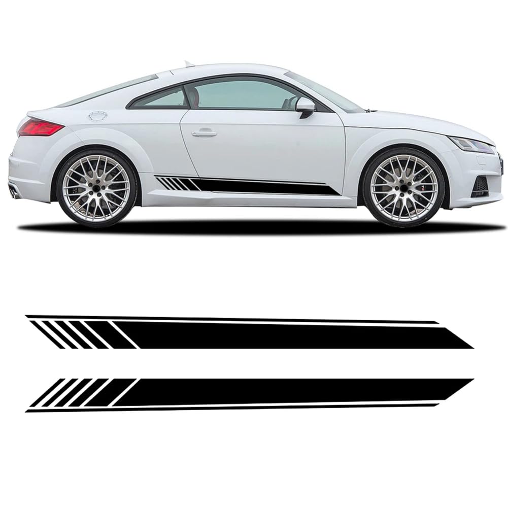 2 Stück Rennsport Autotür Seitenstreifen Rock Aufkleber Carbon Faser Vinyl Aufkleber, für Audi TT TTS TTRS MK2 8J MK3 8S Zubehör von AFRCNEJJ