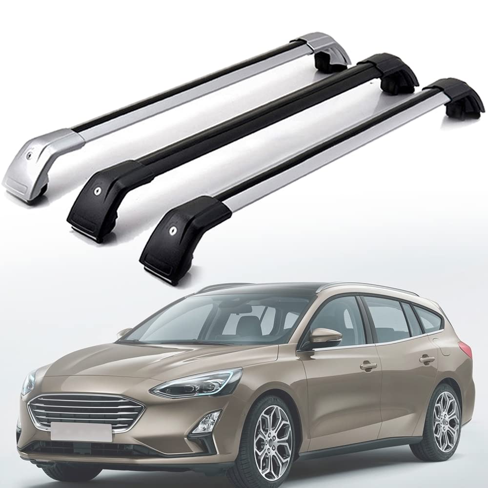 DachträGer RelingträGer für Ford Focus 2018 2019-, Dachgepäckträger Alu Dachgepäckablage AbschließBar Bis Belastbar 300 Kg, Black-1-Pair von AGALUS