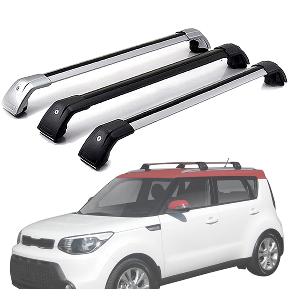 DachträGer RelingträGer für Kia Soul 2014-2023, Dachgepäckträger Alu Dachgepäckablage AbschließBar Bis Belastbar 300 Kg, Black-1-Pair von AGALUS