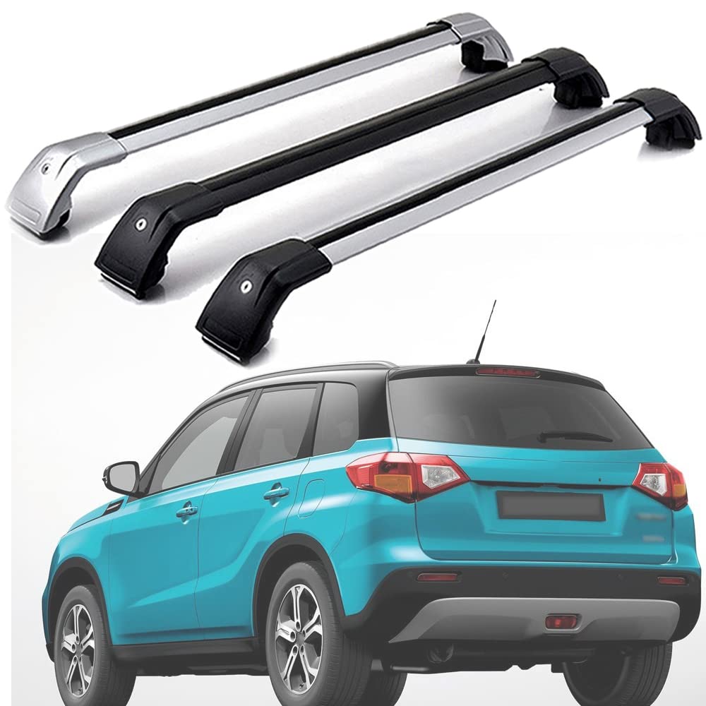 DachträGer RelingträGer für Suzuki Vitara 2015-2022, Dachgepäckträger Alu Dachgepäckablage AbschließBar Bis Belastbar 300 Kg, Black+Silver-1-Pair von AGALUS