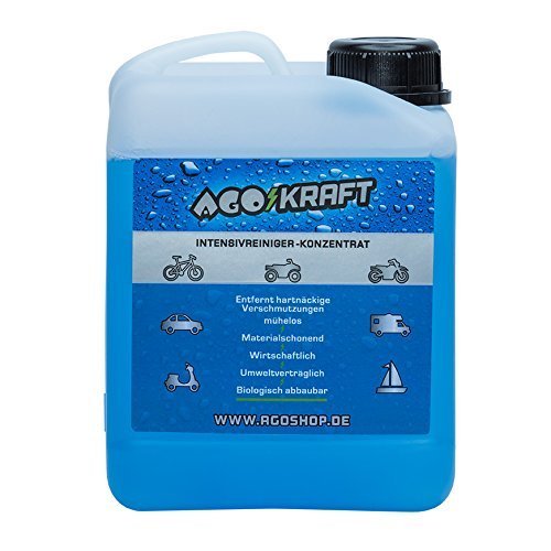 AGO® Kraft Fahrzeugreiniger Felgenreinigung Fahrzeugpflege I Vielseitiger Hochkonzentrat Reiniger bis 1:50 für Felgenpflege Reinigung Auto Motorrad Fahrrad Wohnwagen uvm I Felgenreiniger 2000 ml von Ago