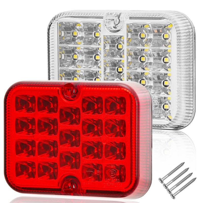 AGRISHOP 1xLED Rot Nebelschluß-Leuchte Beleuchtung 12v24v für Anhänger,1xLED Weiß Rückfahrscheinwerfer 12v24v Anhänger mit Zulassung,KfZ Nebellampe Nebelleuchte Wasserdicht für Wohnwagen LKW E-MARK von AGRISHOP