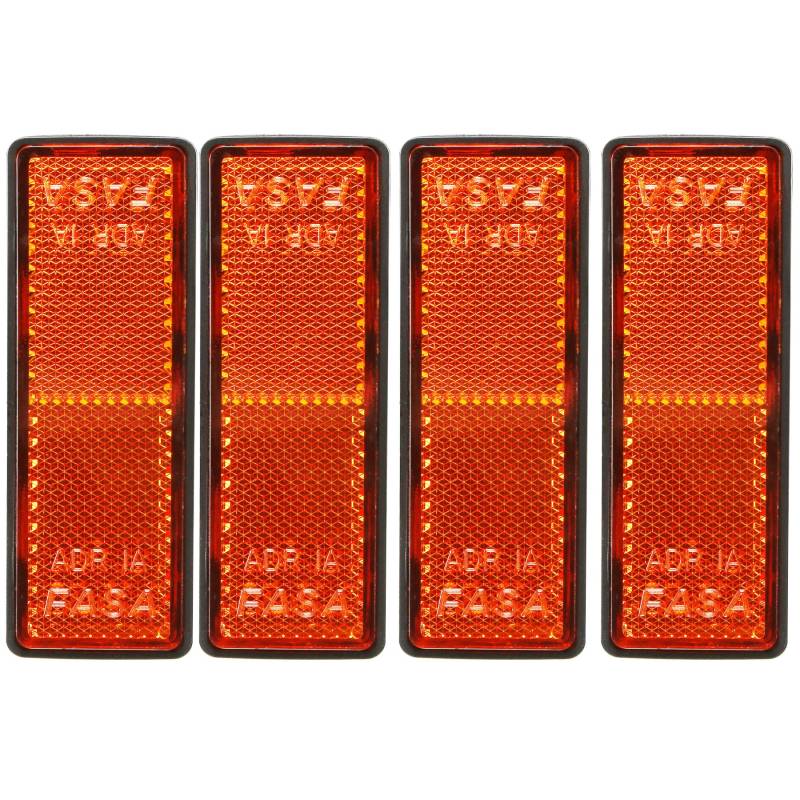 AGRISHOP 4x Rechteckige Reflektoren zum Kleben Orange Eckige Reflektoren Selbstklebend Katzenauge Anhänger Reflektor für Zaun Wohnwagen Traktor von AGRISHOP