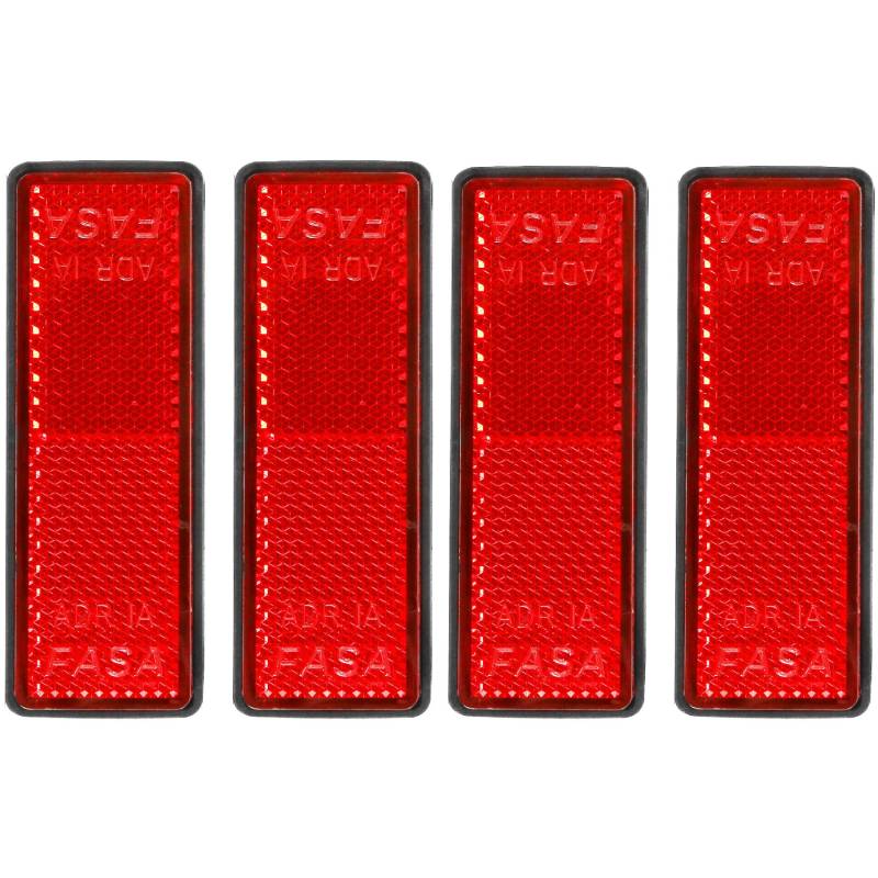 AGRISHOP 4x Rechteckige Reflektoren zum Kleben Rot Eckige Reflektoren Selbstklebend Katzenauge Anhänger Reflektor für Zaun Wohnwagen Traktor von AGRISHOP