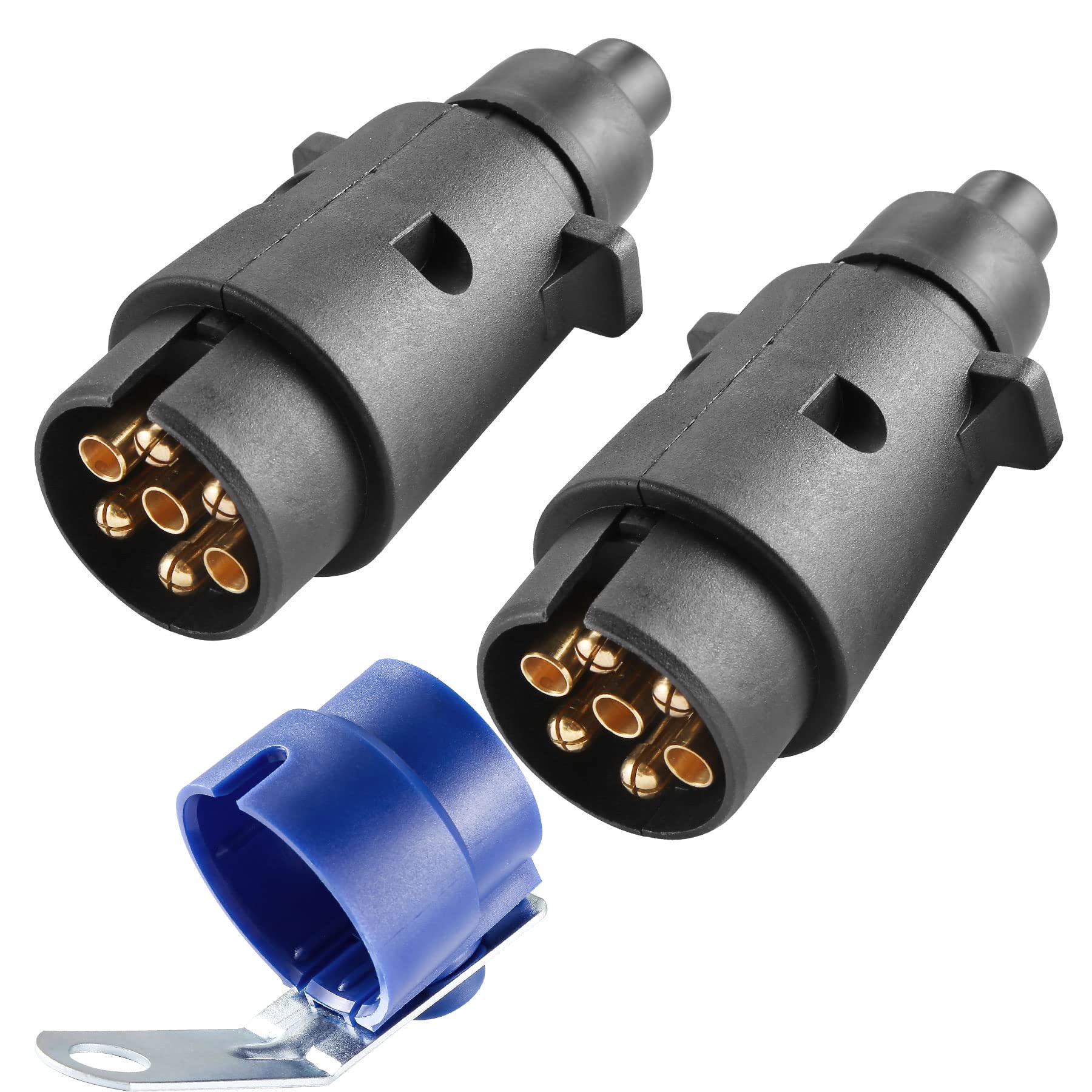 AGRISHOP 7Polig Anhänger Stecker,2Stück 12V 7poliger Stecker Anhänger,12v stecker 7polig, Elektrik Stecker Anhänger Männlich mit Steckdosen Anhängersteckerhalter für LKW KFZ RV von AGRISHOP