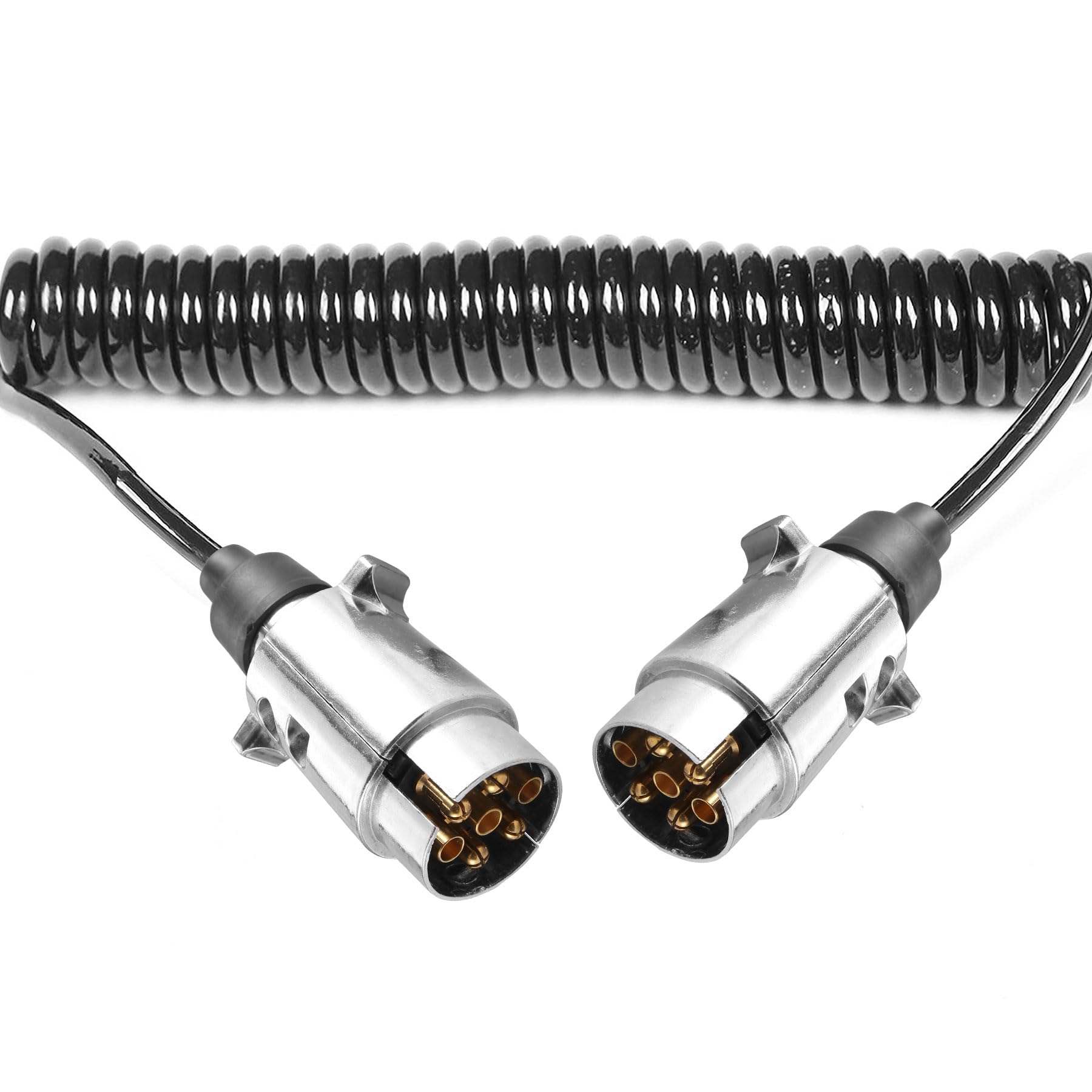 AGRISHOP Anhänger Verlängerungskabel Max. 2.2M Anhangerkabel 12V 7Polig Spiralkabel 7-7 poliger Anhänger Stecker Metall von AGRISHOP