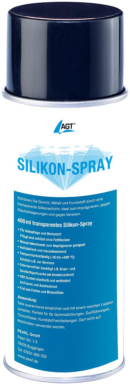 AGT Spray: Silikonspray, 400 ml (Silikonspray als Kontaktspray, für Gummi, Allesdichter transparent) von AGT