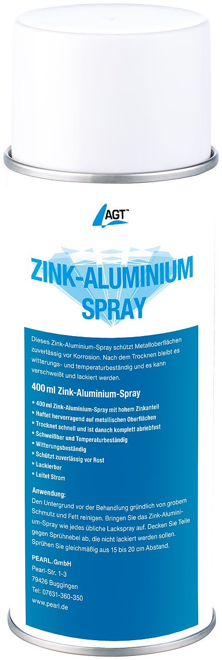 AGT Zinkspray: Zink-Aluminium-Spray, 400 ml (Zinkspray gegen Rost, Zinkspray gegen Korrosion, Reinigung) von AGT