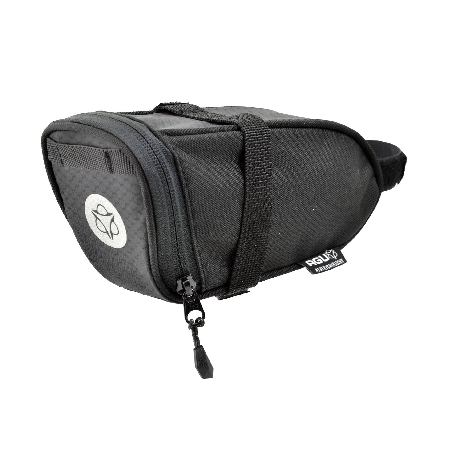 AGU Performance DWR Satteltasche Fahrrad, 0.4L Fahrrad Satteltasche, Wasserabweisend, Reflektierend, 100% Recyceltes Polyester - Schwarz von AGU