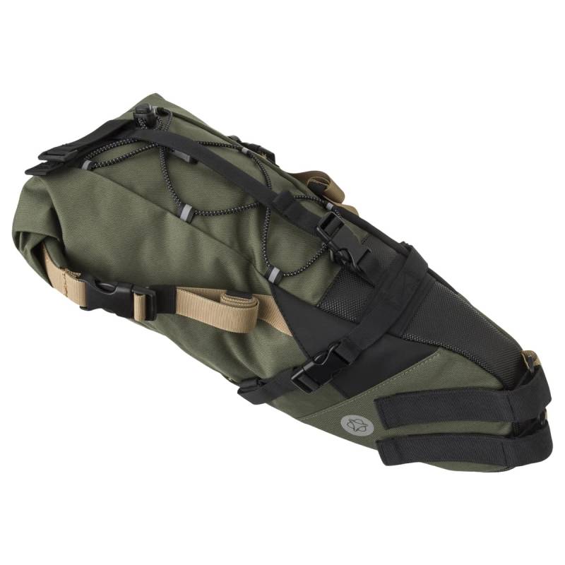 AGU Seat-Pack Satteltasche Fahrrad, 10L Fahrradtasche Sattel für Bikepacking, Wasserabweisend, Reflektierend, Einfache Montage, 100% Recyceltes Polyester - Army Green von AGU