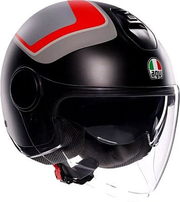 AGV Eteres Scaglieri, Jethelm - Matt Schwarz/Grau/Rot - L von AGV