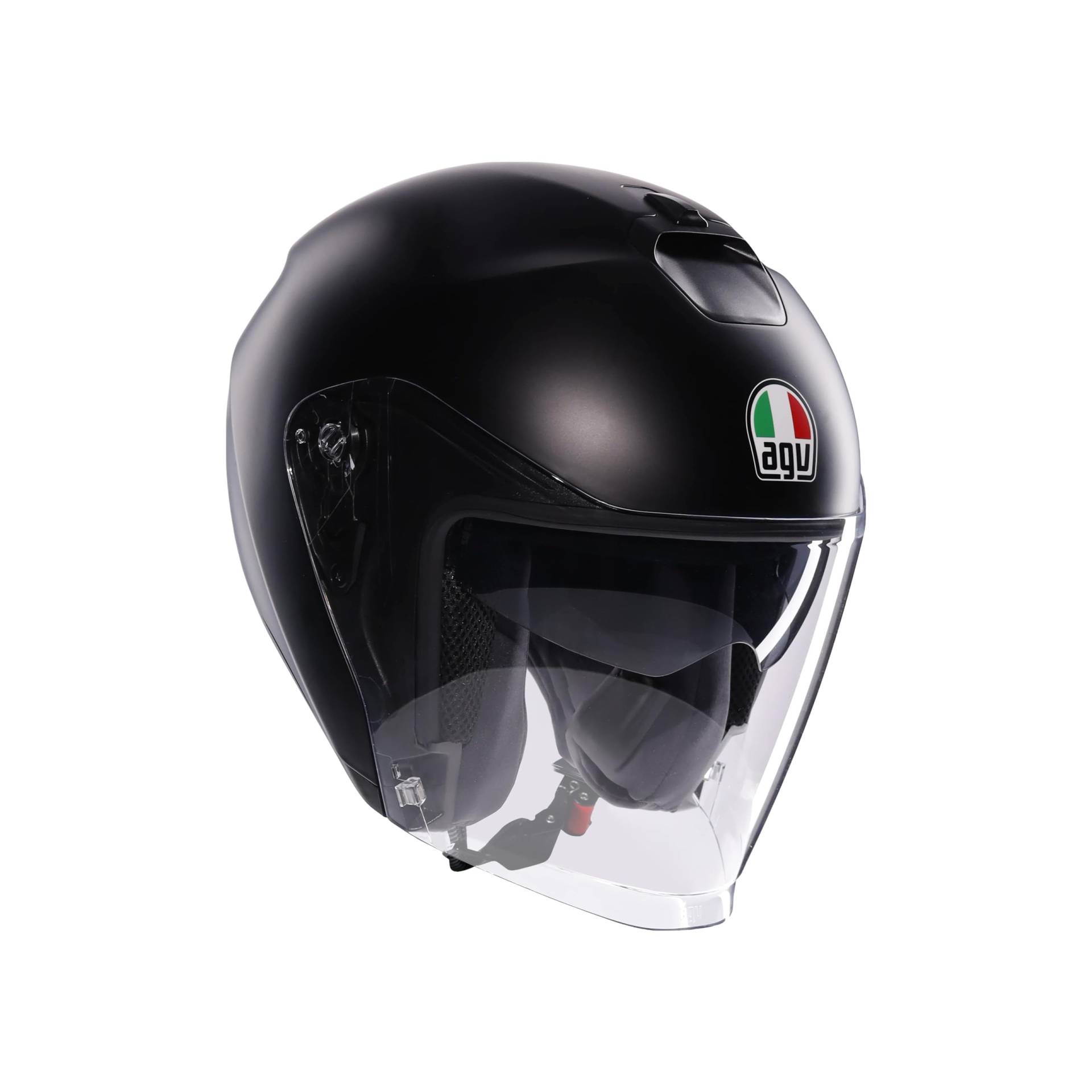 AGV - IRIDES E2206, Motorrad Jet-Helmet, Unisex, Helm mit Kratzfestes Visier mit UV-Schutz, Matt Black, M von AGV