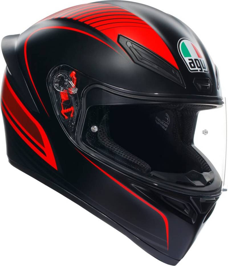 AGV K-1 S Warmup Helm (Black Matt/Red,L (59/60)) von AGV