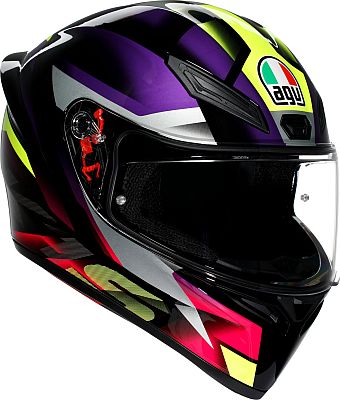 AGV K1 S Fastlap, Integralhelm - Schwarz/Lila/Pink/Neon-Gelb - M von AGV