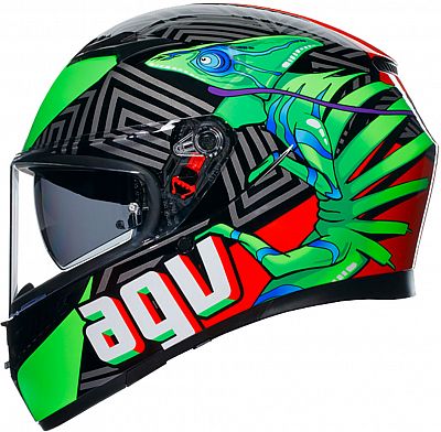 AGV K3 Kamaleon, Integralhelm - Schwarz/Rot/Hellgrün - L von AGV