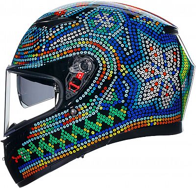 AGV K3 Rossi Winter Test 2018, Integralhelm - Schwarz/Blau/Grün/Rot - L von AGV