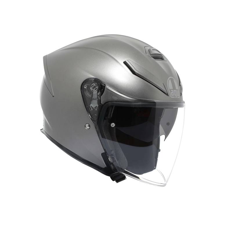 AGV - K5 Jet EVO E2206, Unisex Motorrad Jethelm, Kohlefaser und Glasfaser Motorradhelm, mit Kratzerfest und Anti-UV Visier, Matt Luna Grey, L von AGV