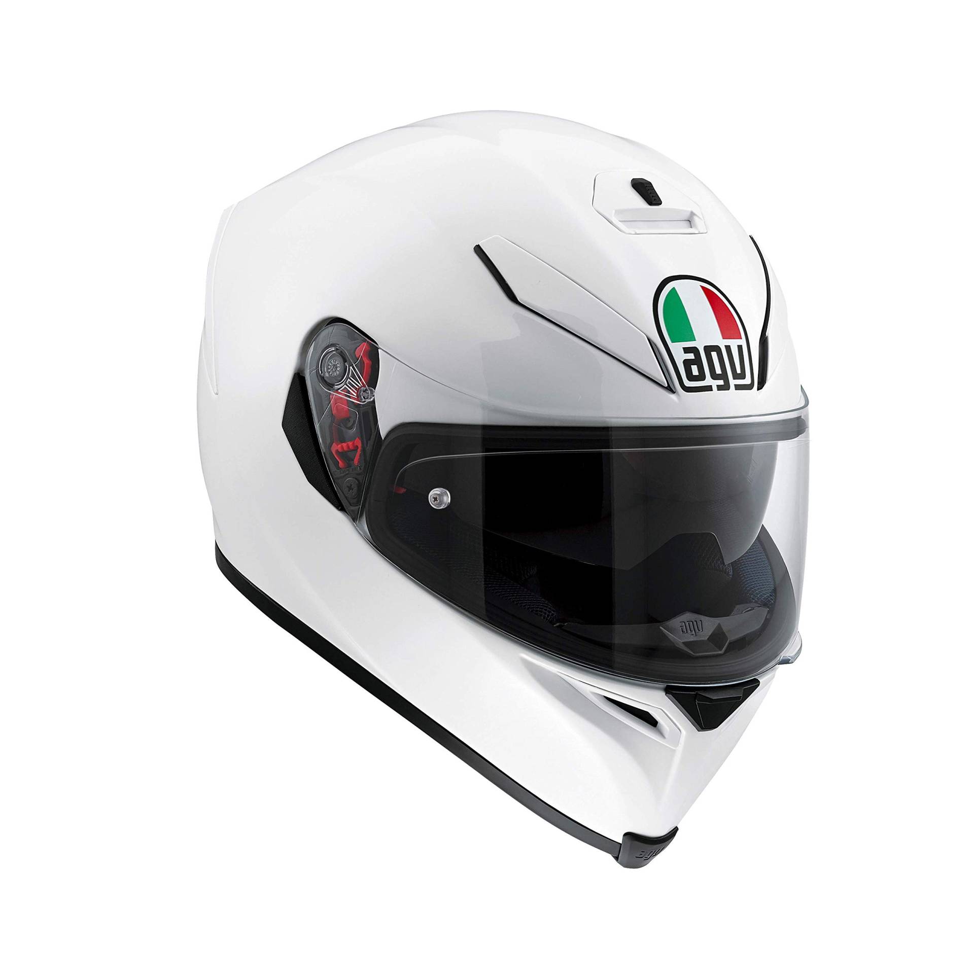 AGV K5 S ECE 22-05 Solid Motorrad Integralhelm ECE 22-05 aus Carbon-Glasfaser, mit Sonnenblende, Perlweiß, ML von AGV