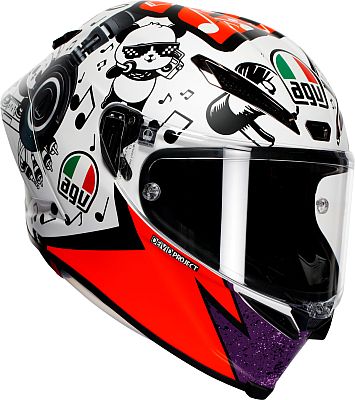 AGV Pista GP RR Guevara Motegi 2022, Integralhelm - Matt Weiß/Schwarz/Rot - XXL von AGV