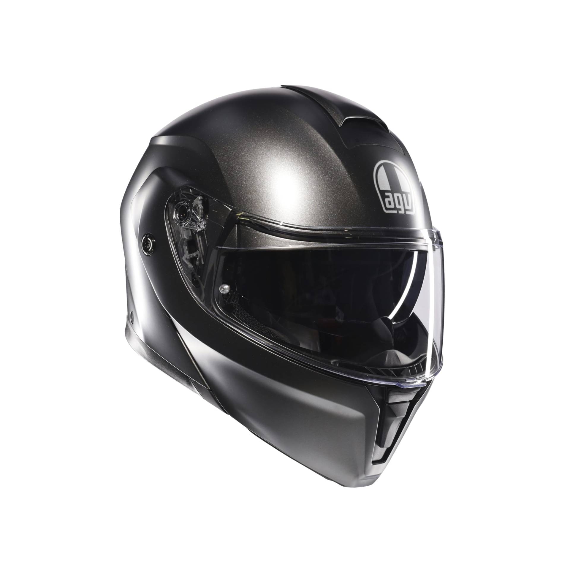 AGV Streetmodular ECE 22-06 Mono, Modularer Helm, Motorrad Klapphelm ECE 22-06 P/J in Zwei Konfigurationen zugelassen, mit Sonnenblende, Asphalt Matt Grau, M von AGV