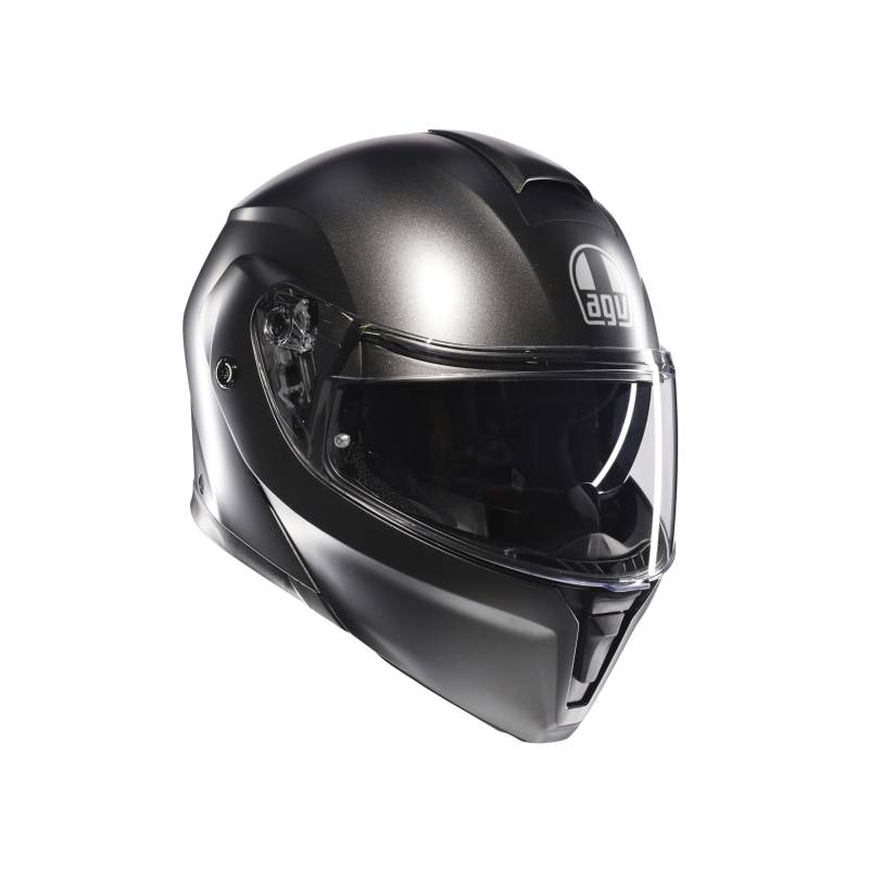 AGV Streetmodular ECE 22-06 Mono, Modularer Helm, Motorrad Klapphelm ECE 22-06 P/J in Zwei Konfigurationen zugelassen, mit Sonnenblende, Asphalt Matt Grau, XS von AGV