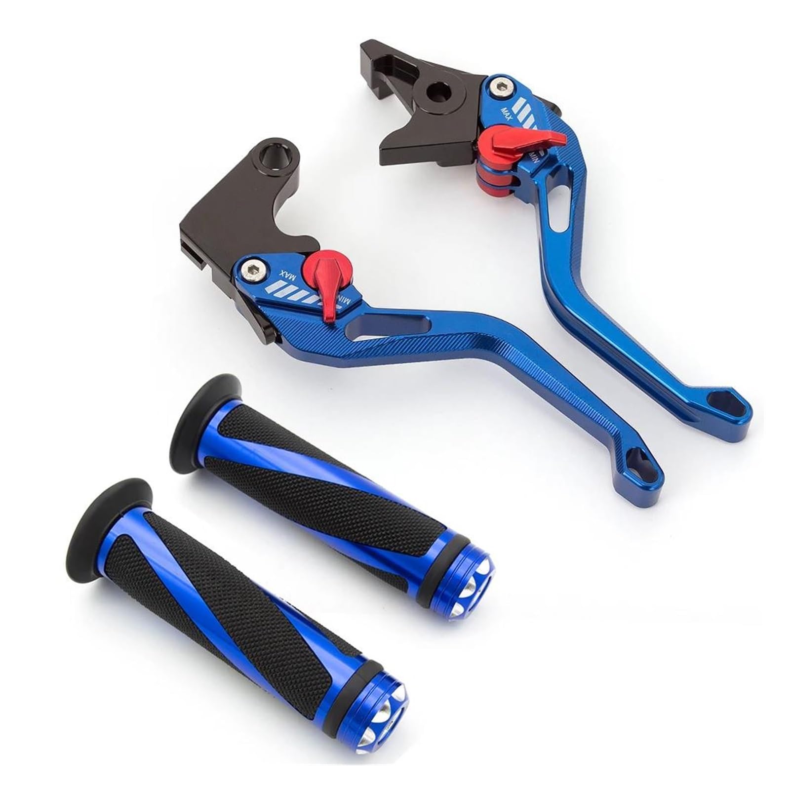 Für NVX 155 Für AEROX 155 Für Aerox155 17-18 Matt Einstellbare Bremse Kupplung Hebel Griff Grip 25mm Aluminium Motorrad Hebel Kupplungshebel Bremshebel Kupplung(Blue Levers-Grips) von AGYSVGZ