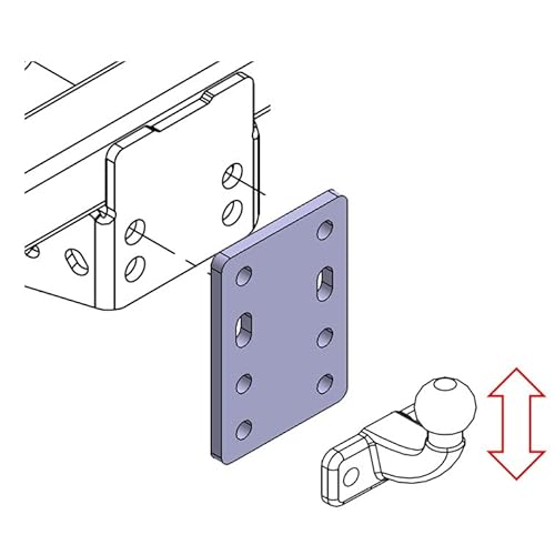 AHAKA Höhenverstellbare Adapterplatte Anhängerbock 4x90 mm für AHK Flanschkugel 12 mm von AHAKA