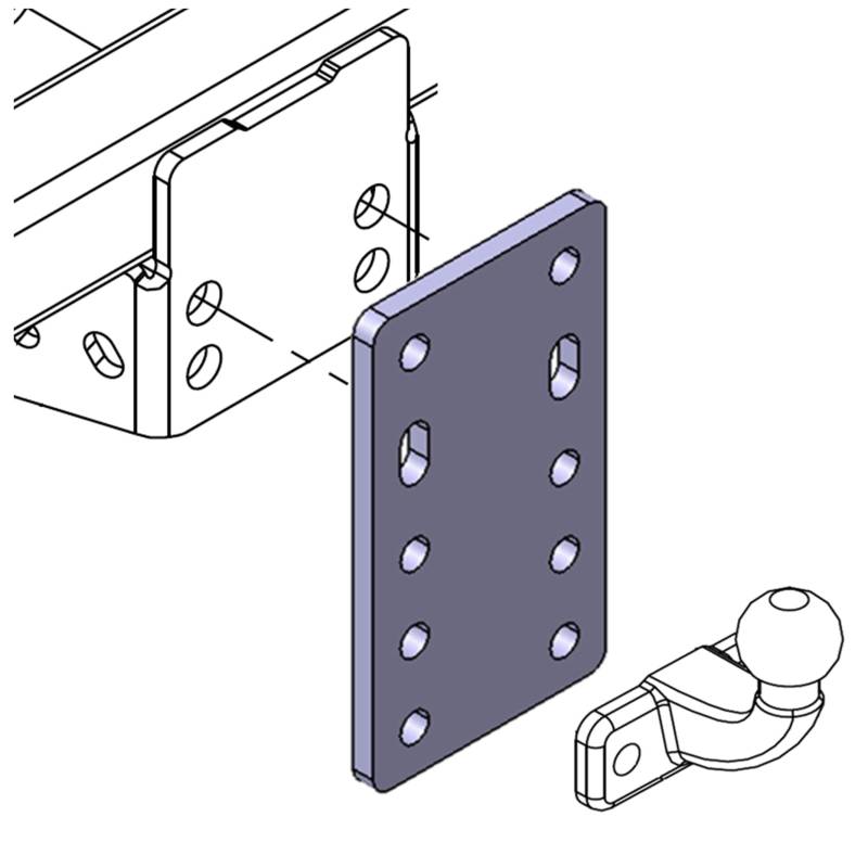 Adapterblech Universelle Adapterplatte zur Höhenverstellung 5x90 der Anhängerkupplung für 2-Loch Flanschkugeln (höhenverstellbare AHK) von AHAKA