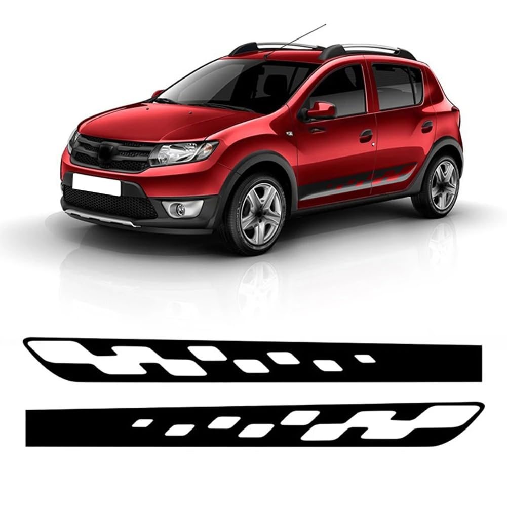 2 Stück Rennsport Autotür Seitenstreifen Rock Aufkleber Vinyl Aufkleber, Für R=enault Dacia, Für Sandero 2 Stepway RS Zubehör von AHDHAJAQ