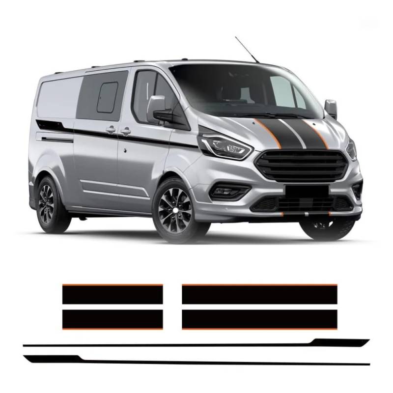 6 Teile/los Auto Motorhaube Seite Hintertür Aufkleber, Für Ford, Für Transit, Für Tourneo Custom Camper Van Sport Vinyl Aufkleber Tuning Auto Zubehör von AHDHAJAQ