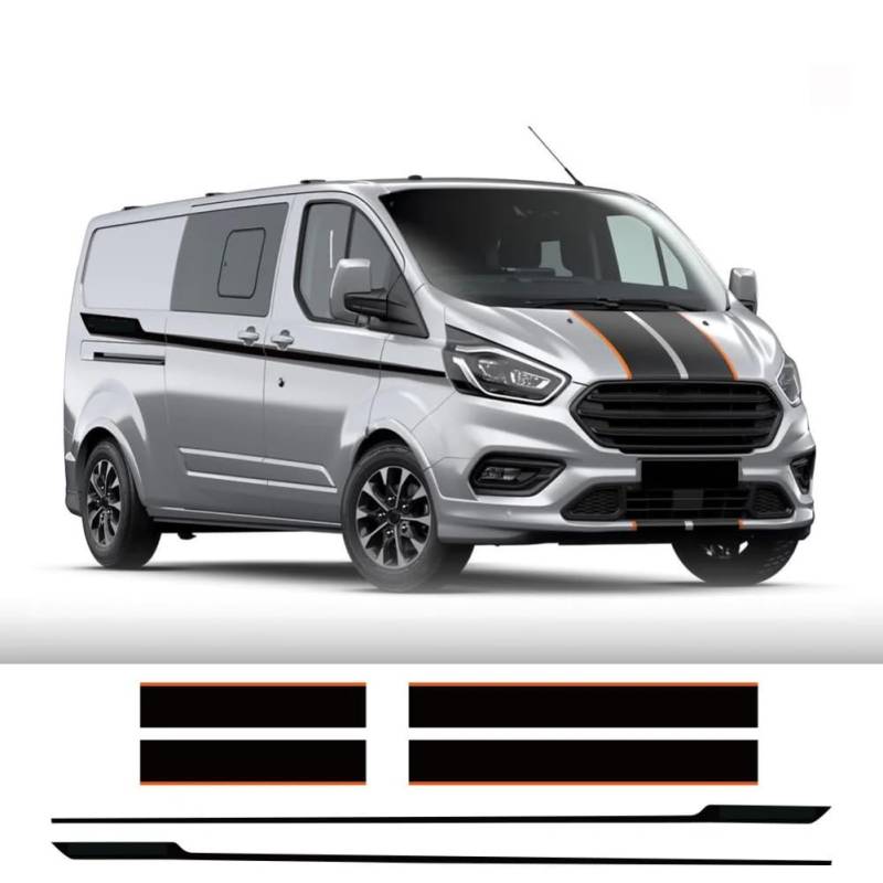 6 Teile/los Auto Motorhaube Seite Hintertür Aufkleber, Für Ford Transit Tourneo Custom Camper Van Sport Vinyl Aufkleber Tuning Auto Zubehör von AHDHAJAQ