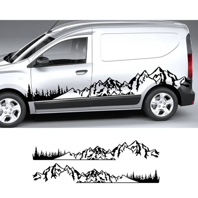 Autoaufkleber, für R=enault Dacia Dokker Camper Van DIY Streifen Grafiken Mountain Tree Style Vinyl Aufkleber Tuning Zubehör Cover von AHDHAJAQ