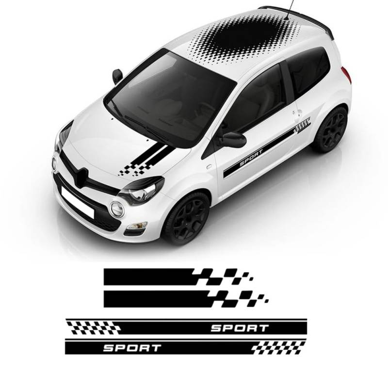 Racing Sport Tür Seitenstreifen Rock Aufkleber Auto Motorhaube Aufkleber Motorabdeckung, Für R=enault, Für Megane, Für Clio Twingo Sandero Zubehör von AHDHAJAQ