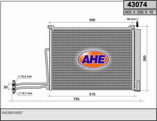 Kondensator, Klimaanlage AHE 43074 von AHE