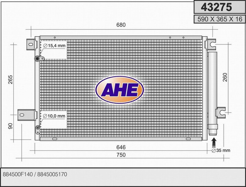 Kondensator, Klimaanlage AHE 43275 von AHE