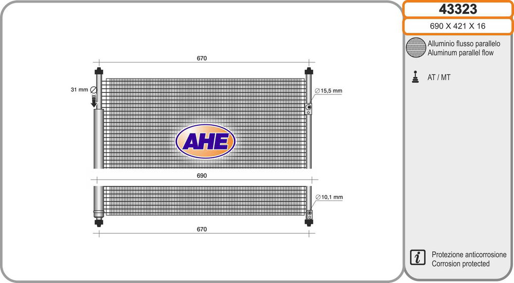 Kondensator, Klimaanlage AHE 43323 von AHE