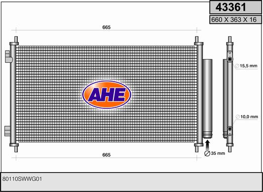 Kondensator, Klimaanlage AHE 43361 von AHE