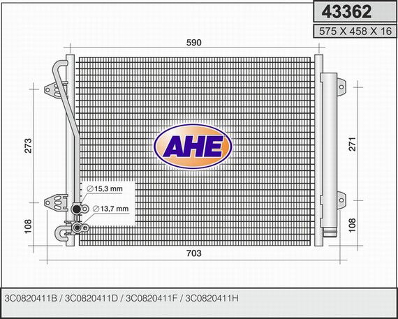 Kondensator, Klimaanlage AHE 43362 von AHE