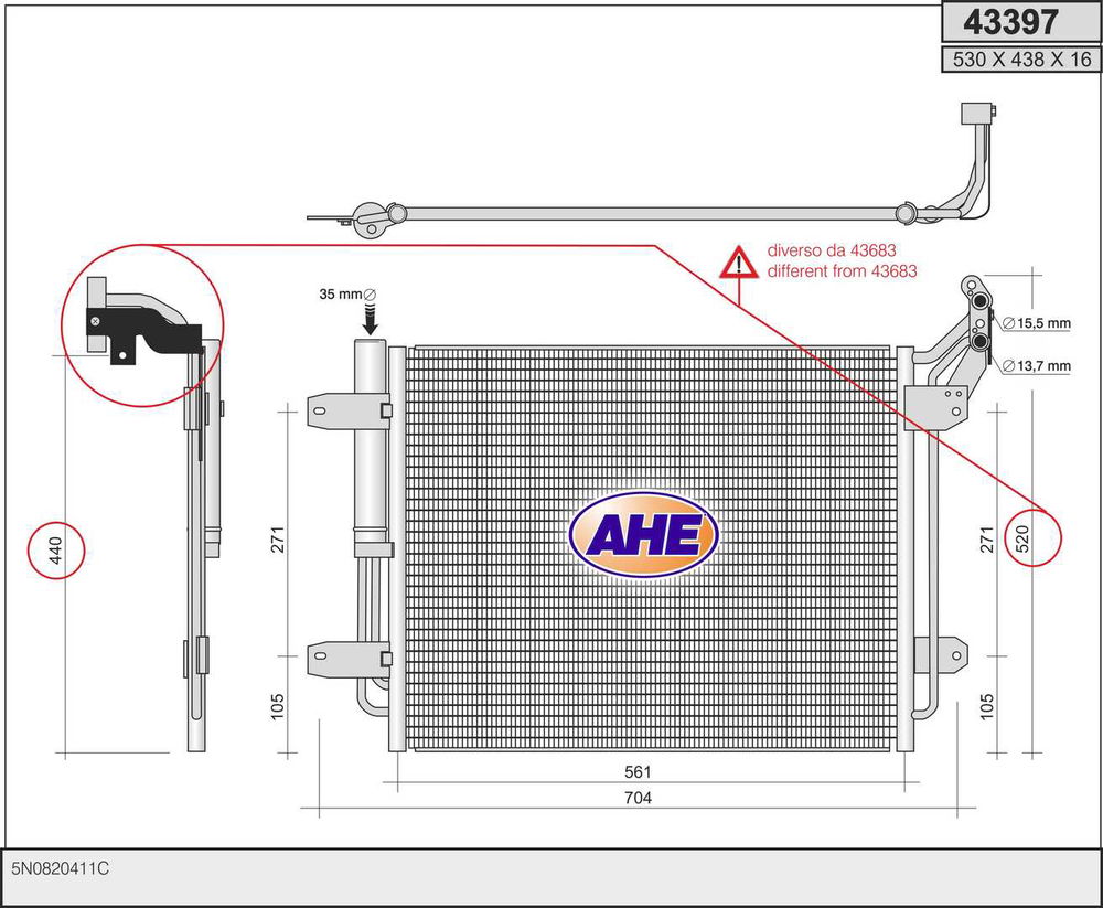 Kondensator, Klimaanlage AHE 43397 von AHE