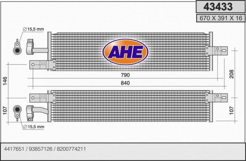 Kondensator, Klimaanlage AHE 43433 von AHE