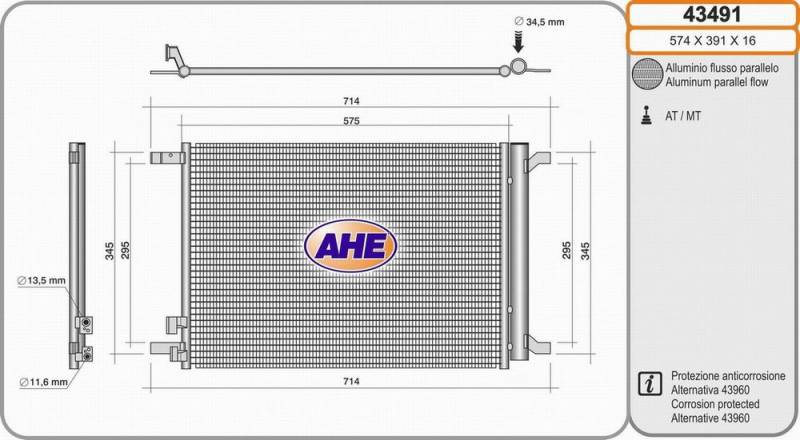 Kondensator, Klimaanlage AHE 43491 von AHE