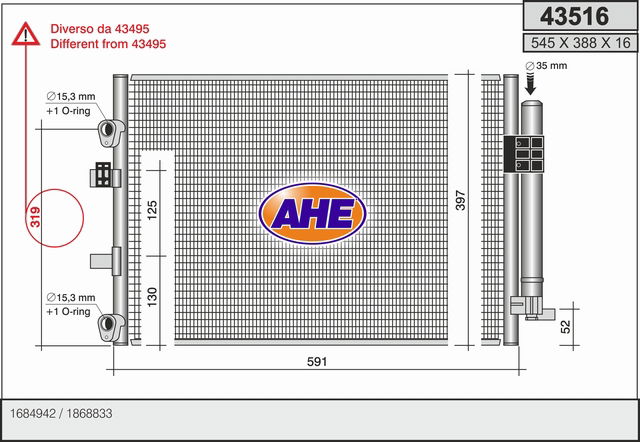 Kondensator, Klimaanlage AHE 43516 von AHE