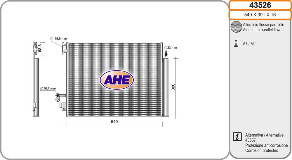 Kondensator, Klimaanlage AHE 43526 von AHE