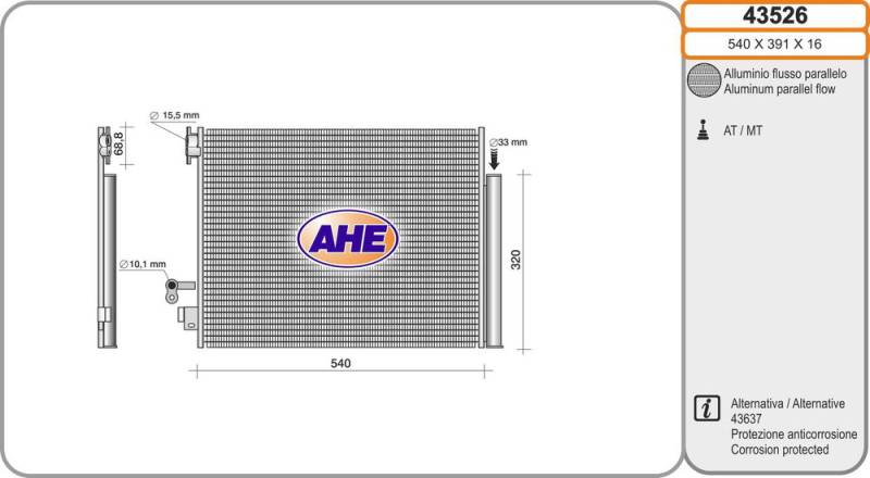 Kondensator, Klimaanlage AHE 43526 von AHE