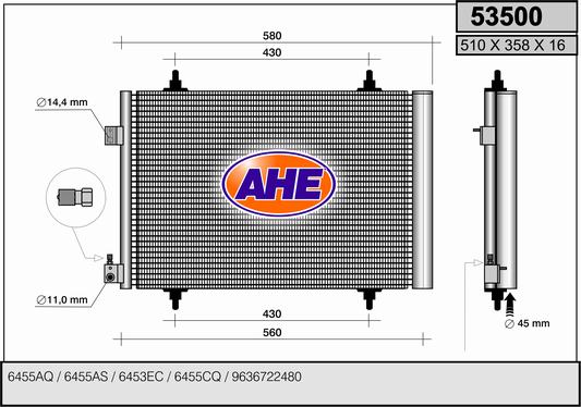 Kondensator, Klimaanlage AHE 53500 von AHE