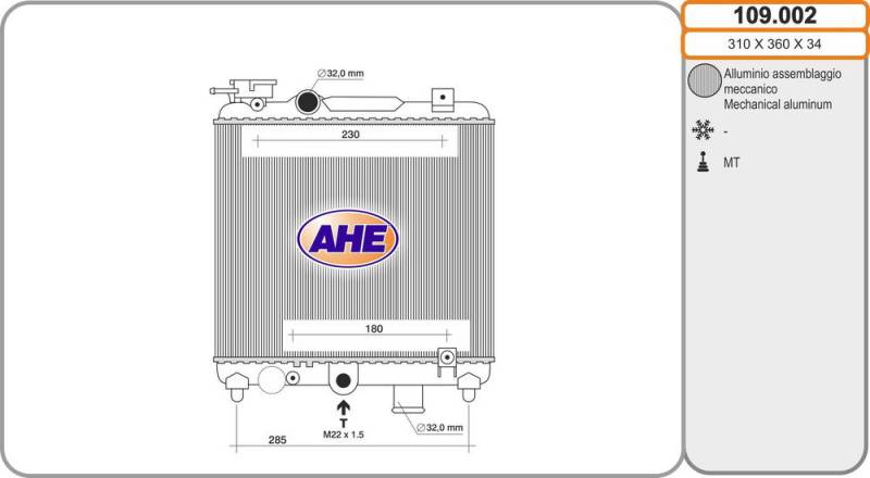 Kühler, Motorkühlung AHE 109.002 von AHE