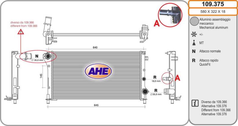 Kühler, Motorkühlung AHE 109.375 von AHE